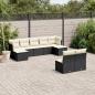 Preview: ARDEBO.de - 9-tlg. Garten-Sofagarnitur mit Kissen Schwarz Poly Rattan