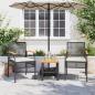 Preview: 3-tlg. Bistro-Set mit Kissen Schwarz Poly Rattan Akazienholz