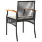 Preview: 3-tlg. Bistro-Set mit Kissen Schwarz Poly Rattan Akazienholz