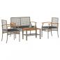 Preview: ARDEBO.de - 4-tlg. Garten-Lounge-Set mit Kissen Grau Poly Rattan