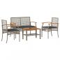 Preview: 4-tlg. Garten-Lounge-Set mit Kissen Grau Poly Rattan