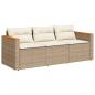 Preview: ARDEBO.de - Gartensofa mit Kissen 3-Sitzer Beige Poly Rattan