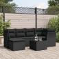 Preview: ARDEBO.de - 7-tlg. Garten-Sofagarnitur mit Kissen Schwarz Poly Rattan