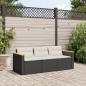 Preview: Gartensofa mit Kissen 3-Sitzer Schwarz Poly Rattan