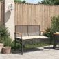 Preview: Gartenbank mit Kissen Schwarz Poly Rattan Akazienholz