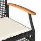 Preview: Gartenbank mit Kissen Schwarz Poly Rattan Akazienholz