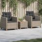 Preview: ARDEBO.de - 3-tlg. Bistro-Set mit Kissen Grau Poly Rattan Akazienholz