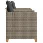 Preview: 3-tlg. Bistro-Set mit Kissen Grau Poly Rattan Akazienholz