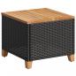 Preview: ARDEBO.de - Gartentisch Schwarz 45x45x37 cm Poly Rattan Akazienholz