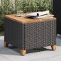 Preview: Gartentisch Schwarz 45x45x37 cm Poly Rattan Akazienholz