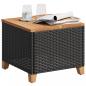 Preview: Gartentisch Schwarz 45x45x37 cm Poly Rattan Akazienholz