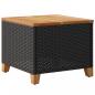 Preview: Gartentisch Schwarz 45x45x37 cm Poly Rattan Akazienholz