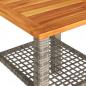 Preview: 3-tlg. Bistro-Set mit Kissen Grau Poly Rattan Akazienholz