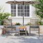 Preview: 3-tlg. Bistro-Set mit Kissen Grau Poly Rattan Akazienholz