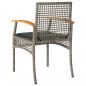 Preview: 3-tlg. Bistro-Set mit Kissen Grau Poly Rattan Akazienholz