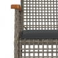 Preview: 3-tlg. Bistro-Set mit Kissen Grau Poly Rattan Akazienholz