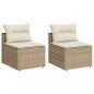 Preview: ARDEBO.de - Gartensofas ohne Armlehnen mit Kissen 2 Stk. Beige Poly Rattan