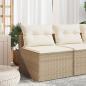 Preview: Gartensofas ohne Armlehnen mit Kissen 2 Stk. Beige Poly Rattan