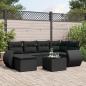 Preview: ARDEBO.de - 7-tlg. Garten-Sofagarnitur mit Kissen Schwarz Poly Rattan