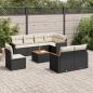 Preview: ARDEBO.de - 9-tlg. Garten-Sofagarnitur mit Kissen Schwarz Poly Rattan