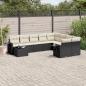 Preview: ARDEBO.de - 10-tlg. Garten-Sofagarnitur mit Kissen Schwarz Poly Rattan