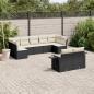 Preview: ARDEBO.de - 9-tlg. Garten-Sofagarnitur mit Kissen Schwarz Poly Rattan