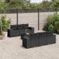 Preview: ARDEBO.de - 7-tlg. Garten-Sofagarnitur mit Kissen Schwarz Poly Rattan