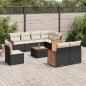 Preview: ARDEBO.de - 9-tlg. Garten-Sofagarnitur mit Kissen Schwarz Poly Rattan