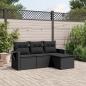 Preview: ARDEBO.de - 4-tlg. Garten-Sofagarnitur mit Kissen Schwarz Poly Rattan