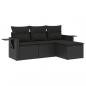 Preview: 4-tlg. Garten-Sofagarnitur mit Kissen Schwarz Poly Rattan