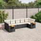 Preview: ARDEBO.de - 7-tlg. Garten-Sofagarnitur mit Kissen Schwarz Poly Rattan