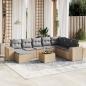 Preview: ARDEBO.de - 9-tlg. Garten-Sofagarnitur mit Kissen Beige Poly Rattan