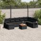 Preview: ARDEBO.de - 9-tlg. Garten-Sofagarnitur mit Kissen Schwarz Poly Rattan