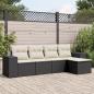 Preview: ARDEBO.de - 5-tlg. Garten-Sofagarnitur mit Kissen Schwarz Poly Rattan