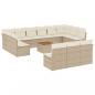 Preview: 14-tlg. Garten-Sofagarnitur mit Kissen Beige Poly Rattan