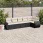 Preview: ARDEBO.de - 6-tlg. Garten-Sofagarnitur mit Kissen Schwarz Poly Rattan