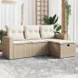 Preview: ARDEBO.de - 4-tlg. Garten-Sofagarnitur mit Kissen Beige Poly Rattan