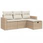 Preview: 4-tlg. Garten-Sofagarnitur mit Kissen Beige Poly Rattan