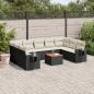 Preview: ARDEBO.de - 10-tlg. Garten-Sofagarnitur mit Kissen Schwarz Poly Rattan