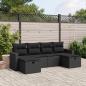 Preview: ARDEBO.de - 6-tlg. Garten-Sofagarnitur mit Kissen Schwarz Poly Rattan