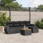 Preview: ARDEBO.de - 6-tlg. Garten-Sofagarnitur mit Kissen Schwarz Poly Rattan