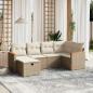 Preview: ARDEBO.de - 6-tlg. Garten-Sofagarnitur mit Kissen Beige Poly Rattan