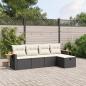 Preview: ARDEBO.de - 5-tlg. Garten-Sofagarnitur mit Kissen Schwarz Poly Rattan