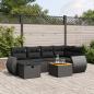 Preview: ARDEBO.de - 7-tlg. Garten-Sofagarnitur mit Kissen Schwarz Poly Rattan