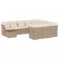 Preview: 11-tlg. Garten-Sofagarnitur mit Kissen Beige Poly Rattan