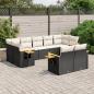 Preview: ARDEBO.de - 9-tlg. Garten-Sofagarnitur mit Kissen Schwarz Poly Rattan