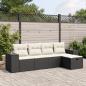 Preview: ARDEBO.de - 5-tlg. Garten-Sofagarnitur mit Kissen Schwarz Poly Rattan