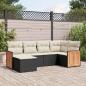 Preview: ARDEBO.de - 6-tlg. Garten-Sofagarnitur mit Kissen Schwarz Poly Rattan