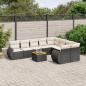 Preview: ARDEBO.de - 10-tlg. Garten-Sofagarnitur mit Kissen Schwarz Poly Rattan