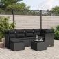 Preview: ARDEBO.de - 7-tlg. Garten-Sofagarnitur mit Kissen Schwarz Poly Rattan